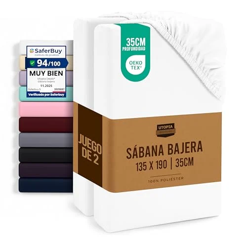 2 sábanas bajeras Utopia Bedding 135×190 por 15,43 € (-19 %)