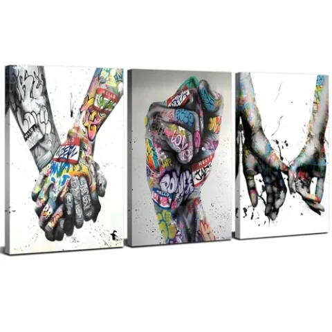 3 lienzos de arte mural estilo Banksy