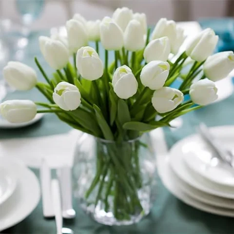 30 tulipanes artificiales blancos