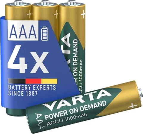 4 pilas recargables VARTA AAA 1000 mAh