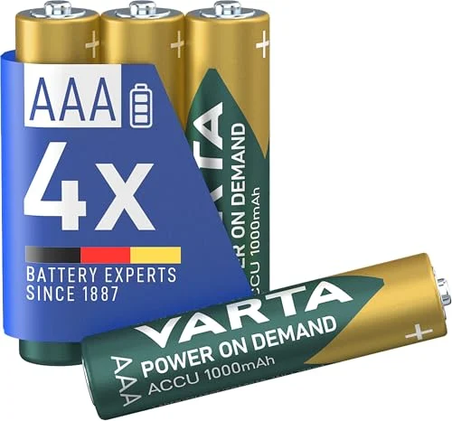 4 pilas recargables VARTA AAA 1000 mAh por 5,90 € (-65 %)
