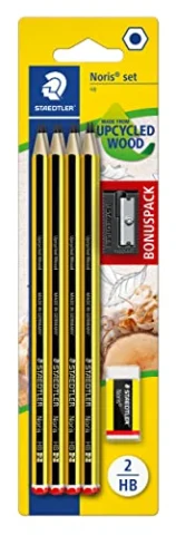 8 lápices Staedtler Noris HB + goma y afilalápices