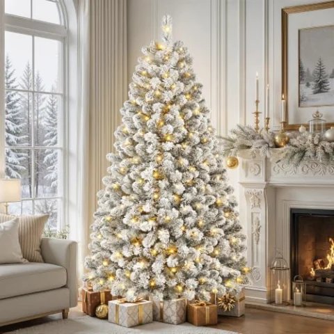 Árbol de Navidad nevado SHareconn 210 cm con 300 LED