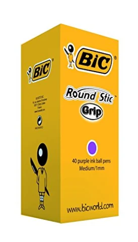 BIC Round Stic Grip: 40 bolígrafos púrpura