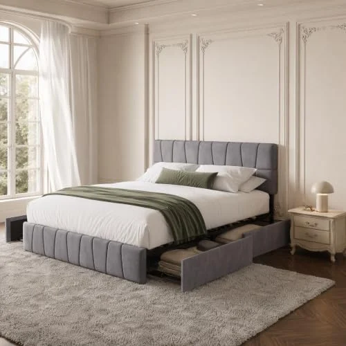 Cama tapizada 160×200 cm con 4 cajones por 184 €