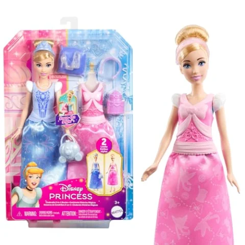 Cenicienta Disney Mattel con 2 looks y 9 accesorios