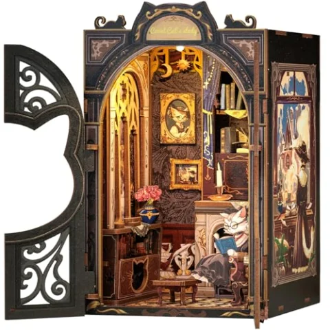 CUTEBEE Book Nook Count Cat’s Study con LED