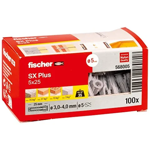 fischer SX Plus 5×25: caja de 100 tacos