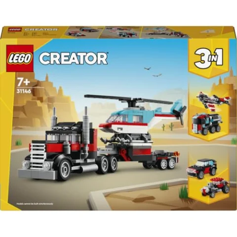 LEGO Creator 3 en 1 Camión Plataforma con Helicóptero