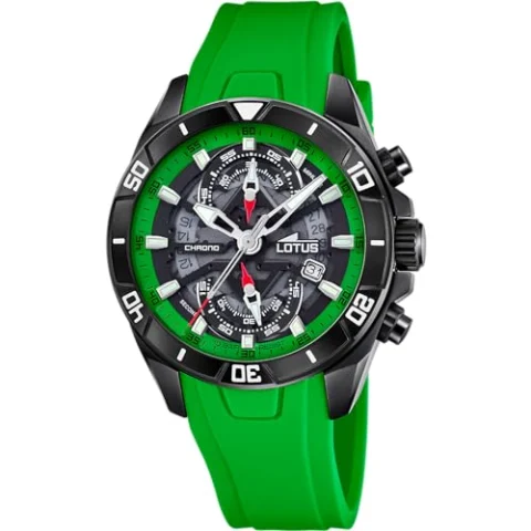 LOTUS Vortex reloj hombre de caucho verde