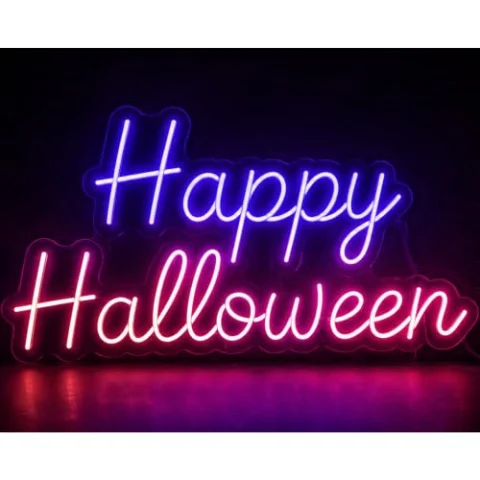 Luz neón LED Happy Halloween 50×25 cm