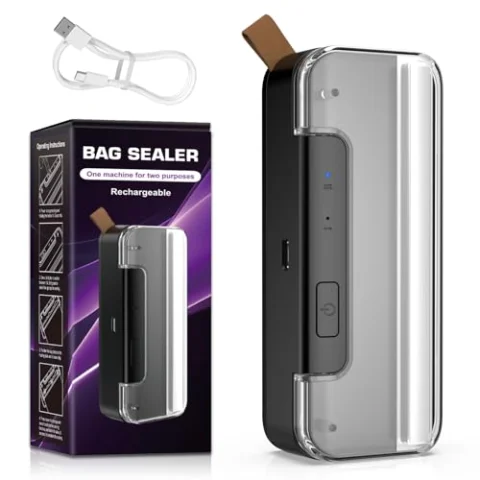Mini selladora de bolsas 2 en 1 recargable por USB