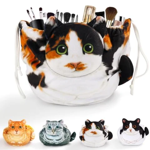 Neceser de maquillaje con diseño de gato