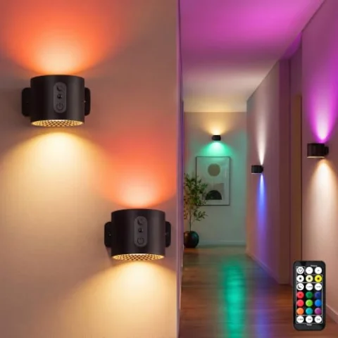 Pack de 2 lámparas de pared LED RGB recargables