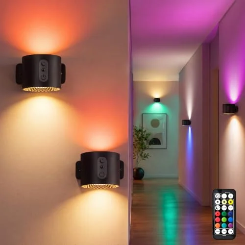 Pack de 2 lámparas de pared LED RGB recargables por 20,12 € (-50 %)
