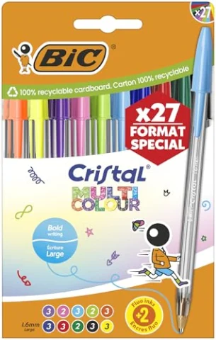 Pack de 27 bolígrafos BIC Cristal Multicolour