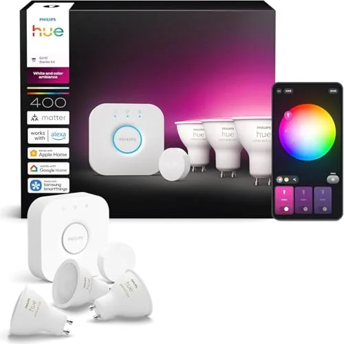 Philips Hue: Bridge + Smart Button + 3 focos GU10 por 122,39 €