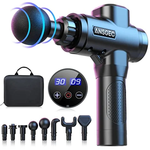 Pistola de masaje ANSGEC con 30 niveles y 8 cabezales