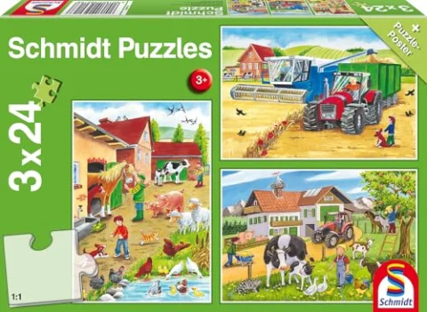 Puzzle infantil Schmidt 3 x 24 piezas de granja