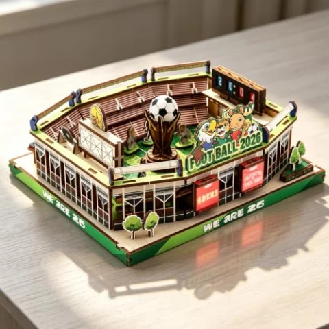 Rompecabezas 3D de estadio de fútbol de madera