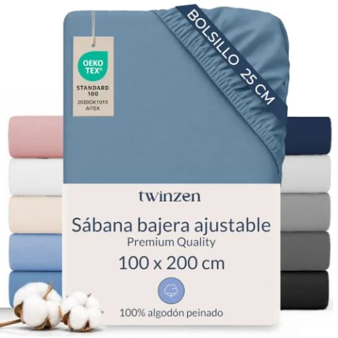 Sábana bajera Twinzen 100×200 cm de algodón