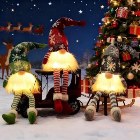 Set de 3 gnomos navideños LED