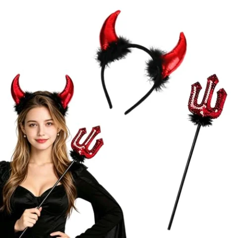 Set de diablo con cuernos y tridente