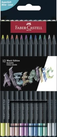 Set Faber-Castell Black Edition de 12 lápices metalizados