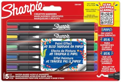 Sharpie rotuladores acrílicos de punta redonda, 5 unidades