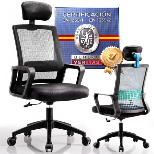 Silla de oficina ISMERAL ergonómica con reposacabezas por 49,98 € (-17 %)