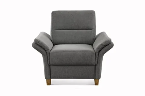 Sillón CAVADORE Wyk gris con muelles y patas de madera