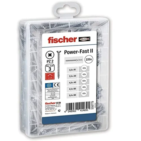 Surtido de tornillos para madera fischer, 220 uds