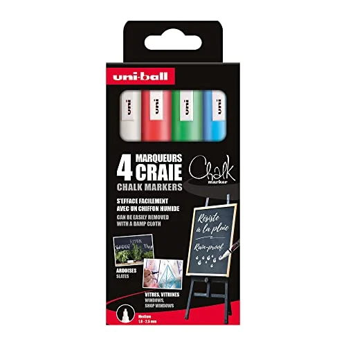 Uni-Ball 186203: 4 rotuladores de tiza por 2,78 €
