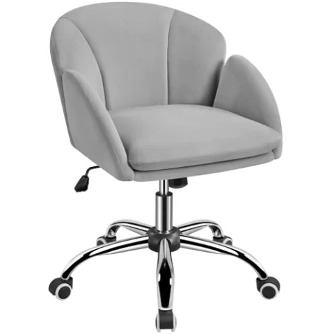 Yaheetech Silla de Oficina Silla Terciopelo con Respaldo Silla Gris